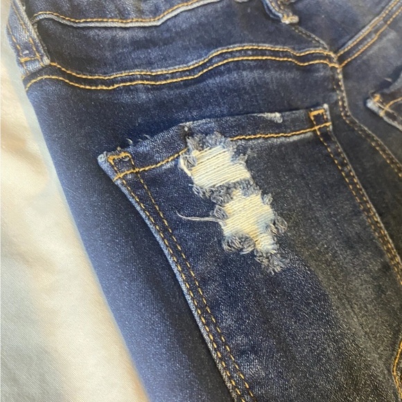 Rue 21 Women’s Distressed Skinny Jeans Size 0 Dark Wash Ripped - Picture 12 of 15